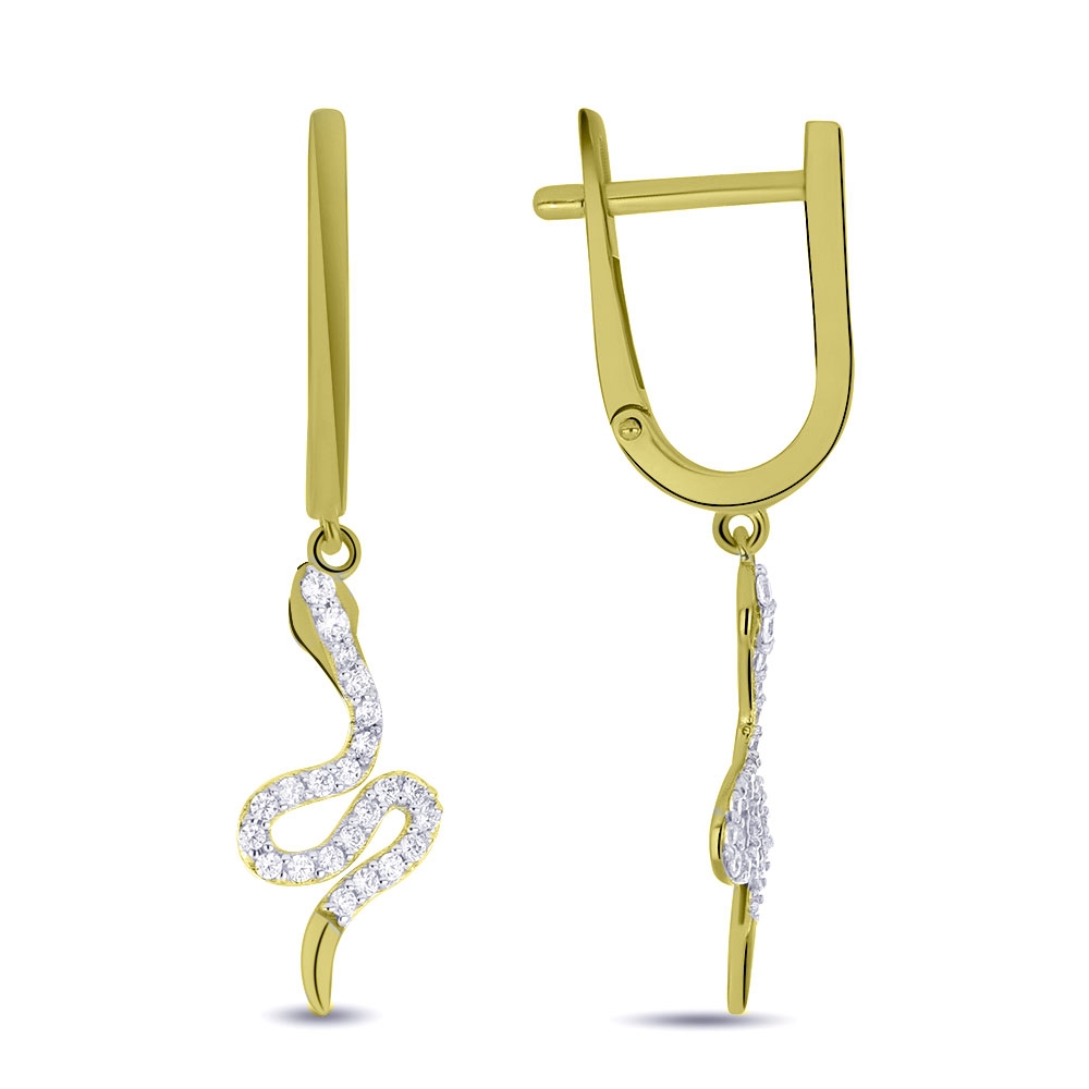 Náušnice zo žltého zlata s kameňmi SYN ZIRKÓN 5A- BIELY