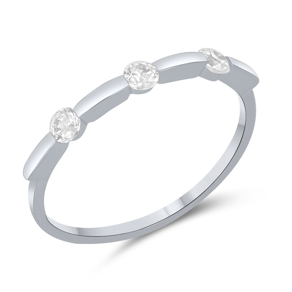 Prsteň z zlata biela s kameňmi Bezfarebný kubický zirkón