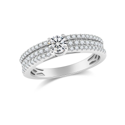 Prsteň z bieleho zlata s kameňmi Diamant