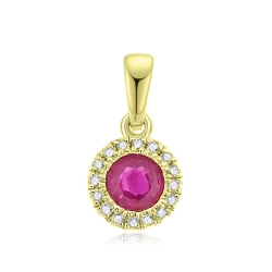 Prívesok zo žltého zlata s kameňmi Diamant, Rubín