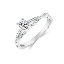 Prsteň z bieleho zlata s kameňmi Diamant