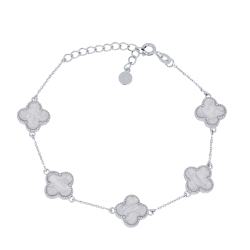 Náramok  zo striebra s kameňmi ENAMEL- BIELY