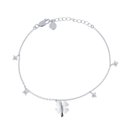 Náramok  zo striebra s kameňmi SYN ZIRKÓN 5A- BIELY