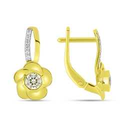 Náušnice zo žltého zlata s kameňmi SYN ZIRKÓN 5A- BIELY