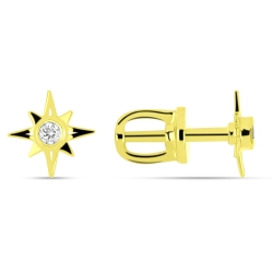 Náušnice zo žltého zlata s kameňmi SYN ZIRKÓN 5A- BIELY