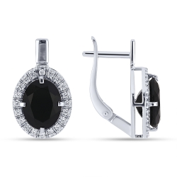 Náušnice z bieleho zlata s kameňmi ÓNYX- ČIERNY, SYN ZIRKÓN 5A- BIELY