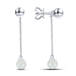 Náušnice  zo striebra s kameňmi RIEČNA BIELA PERLA