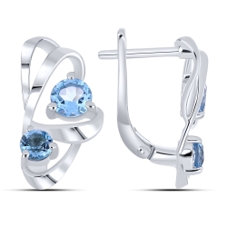 Náušnice  zo striebra s kameňmi Topás SWISS BLUE