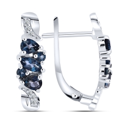 Náušnice  zo striebra s kameňmi TOPÁS- LONDON BLUE, SYN ZIRKÓN 5A- BIELY