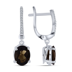 Náušnice  zo striebra s kameňmi ZÁHNEDA, SYN ZIRKÓN 5A- BIELY