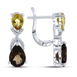 Náušnice  zo striebra s kameňmi ZÁHNEDA, CITRÍN a SYN ZIRKÓN 5A- BIELY