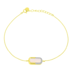 Náramok zo žltého zlata s kameňmi SYN ZIRKÓN 5A- BIELY