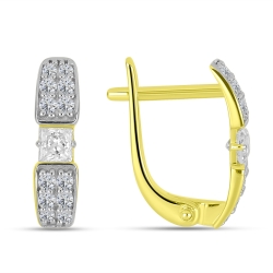 Náušnice zo žltého zlata s kameňmi SYN ZIRKÓN 5A- BIELY