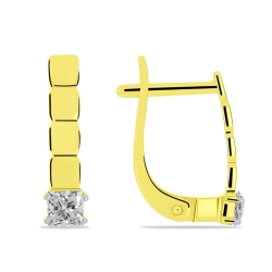 Náušnice zo žltého zlata s kameňmi SYN ZIRKÓN 5A- BIELY