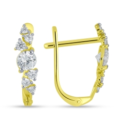 Náušnice zo žltého zlata s kameňmi SYN ZIRKÓN 5A- BIELY
