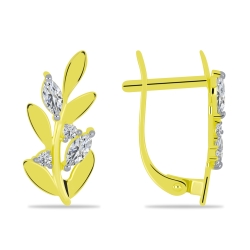 Náušnice zo žltého zlata s kameňmi SYN ZIRKÓN 5A- BIELY