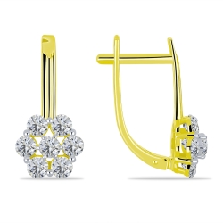 Náušnice z bieleho a zo žltého zlata s kameňmi SYN ZIRKÓN 5A- BIELY