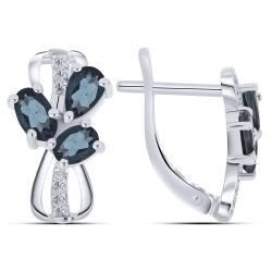 Náušnice z bieleho zlata s kameňmi TOPÁS- LONDON BLUE, SYN ZIRKÓN 5A- BIELY