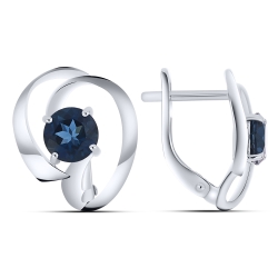 Náušnice z bieleho zlata s kameňmi TOPÁS- LONDON BLUE