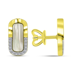 Náušnice z bieleho a zo žltého zlata s kameňmi SYN ZIRKÓN 5A- BIELY