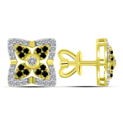 Náušnice z bieleho a zo žltého zlata s kameňmi SYN ZIRKÓN 5A- BIELY, ČIERNY SPINEL