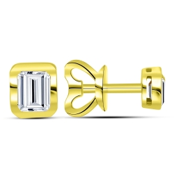 Náušnice zo žltého zlata s kameňmi SYN ZIRKÓN 5A- BIELY