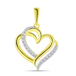 Prívesok z bieleho a zo žltého zlata s kameňmi SYN ZIRKÓN 5A- BIELY