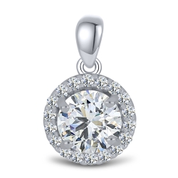 Prívesok z bieleho zlata s kameňmi MOISSANIT