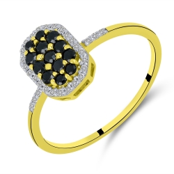 Prsteň zo žltého zlata s kameňmi ČIERNY DIAMANT, DIAMANT