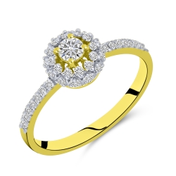 Prsteň zo žltého zlata s kameňmi DIAMANT