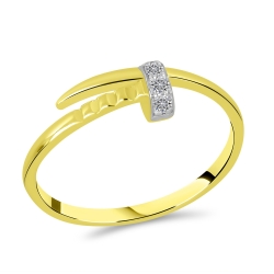 Prsteň z bieleho a zo žltého zlata s kameňmi SYN ZIRKÓN 5A- BIELY