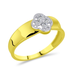 Prsteň zo žltého zlata s kameňmi SYN ZIRKÓN 5A- BIELY