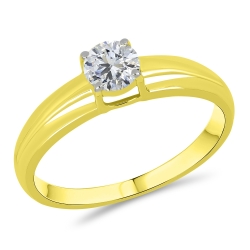 Prsteň z bieleho a zo žltého zlata s kameňmi SYN ZIRKÓN 5A- BIELY