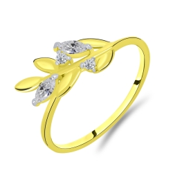 Prsteň z bieleho a zo žltého zlata s kameňmi SYN ZIRKÓN 5A- BIELY