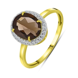 Prsteň z bieleho a zo žltého zlata s kameňmi ZÁHNEDA, SYN ZIRKÓN 5A- BIELY