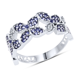 Prsteň z bieleho zlata s kameňmi DIAMANT