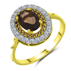 Prsteň z bieleho a zo žltého zlata s kameňmi ZÁHNEDA, SYN ZIRKÓN 5A- BIELY