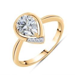 Prsteň z ružového zlata s kameňmi SYN ZIRKÓN 5A- BIELY