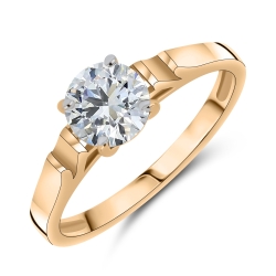 Prsteň z ružového zlata s kameňmi SYN ZIRKÓN 5A- BIELY