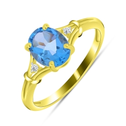 Prsteň zo žltého zlata s kameňmi SYN ZIRKÓN 5A- BIELY