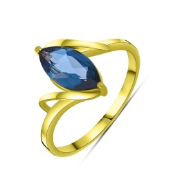 Prsteň zo žltého zlata s kameňmi TOPÁS- LONDON BLUE