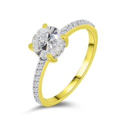 Prsteň zo žltého zlata s kameňmi MOISSANIT