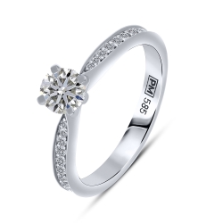 Prsteň zo žltého zlata s kameňmi SYN ZIRKÓN 5A- BIELY