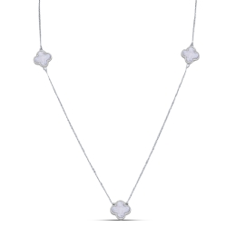 Náhrdelník  zo striebra s kameňmi ENAMEL- BIELY