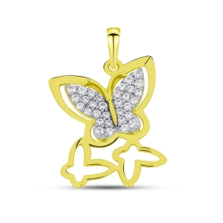 Prívesok zo žltého zlata s kameňmi SYN ZIRKÓN 5A- BIELY