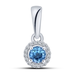 Prívesok  zo striebra s kameňmi Topás SWISS BLUE, SYN ZIRKÓN 5A- BIELY