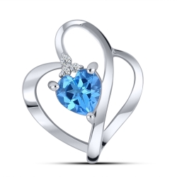 Prívesok  zo striebra s kameňmi Topás SWISS BLUE, SYN ZIRKÓN 5A- BIELY