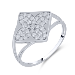 Prsteň z bieleho zlata s kameňmi SYN ZIRKÓN 5A- BIELY