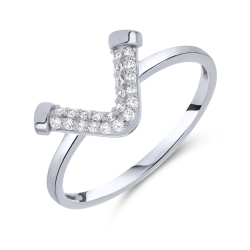 Prsteň z bieleho zlata s kameňmi SYN ZIRKÓN 5A- BIELY