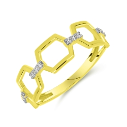 Prsteň zo žltého zlata s kameňmi SYN ZIRKÓN 5A- BIELY